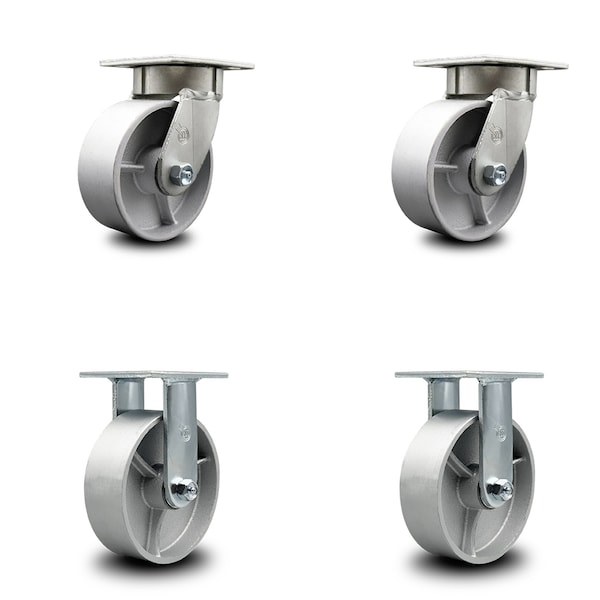 6 Inch Kingpinless Semi Steel Wheel Swivel Caster Swivel 2 Rigid SCC, 2PK